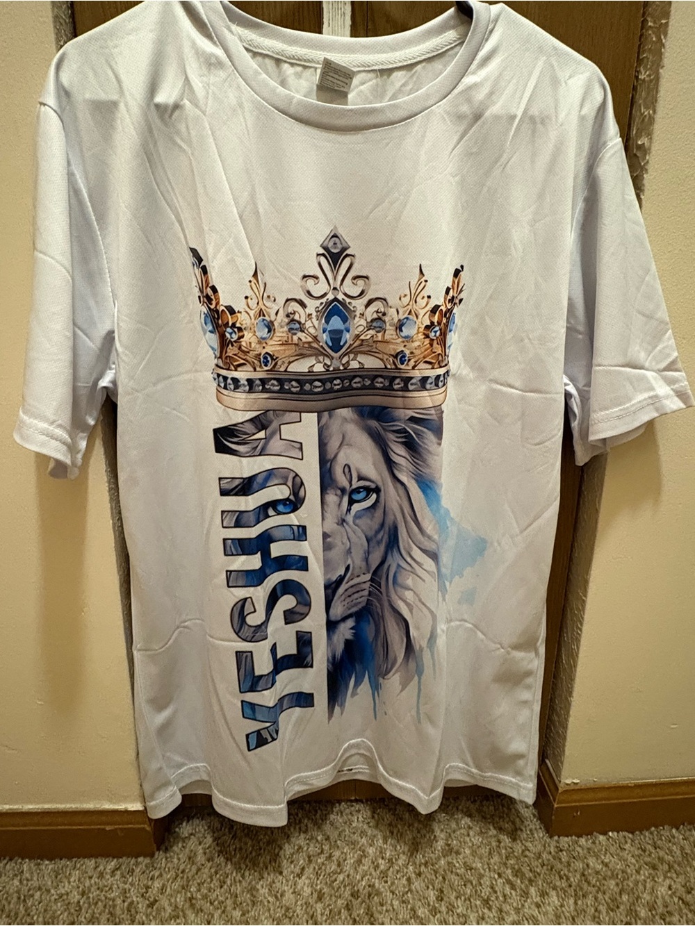 White Graphic Tee with Crowned Lion